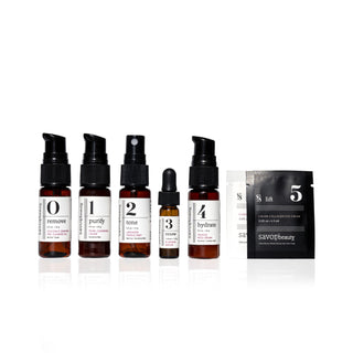 travel facial kit line on a white backround