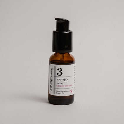 Brown bottle of skincare serum with a numbered label that reads 