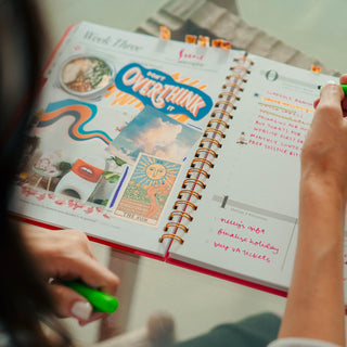 savor planner opening ritual being filled out by woman