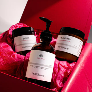 The Korean Body Care Ritual - by Savor Beauty - 3 products on fuschia gift box