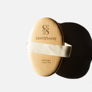 dry brush back, savor logo